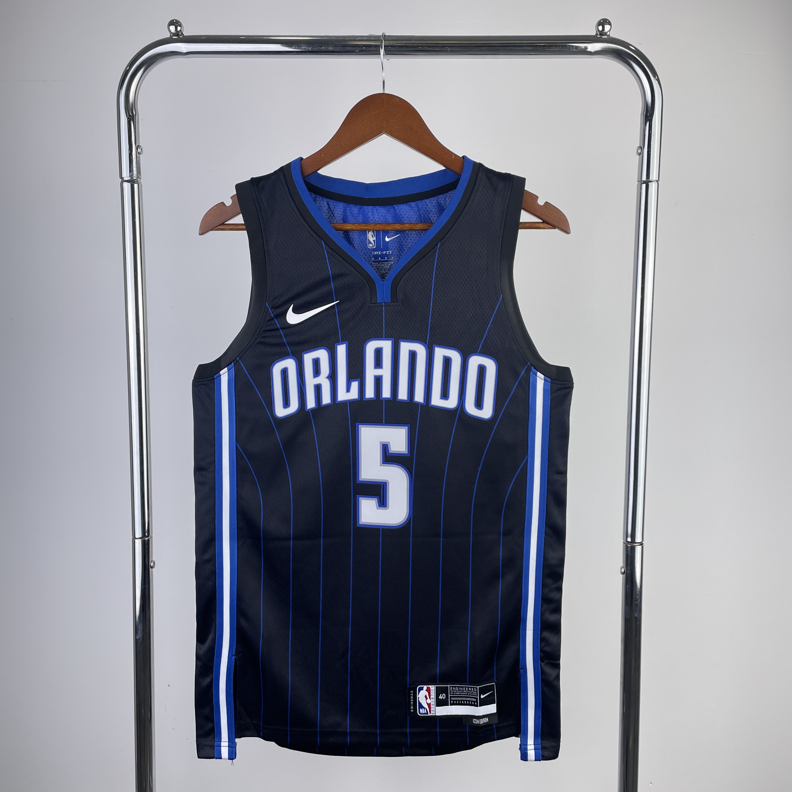 Men Orlando Magic #5 Banchero Black Stripe Season Nike 2023 NBA Jersey->orlando magic->NBA Jersey